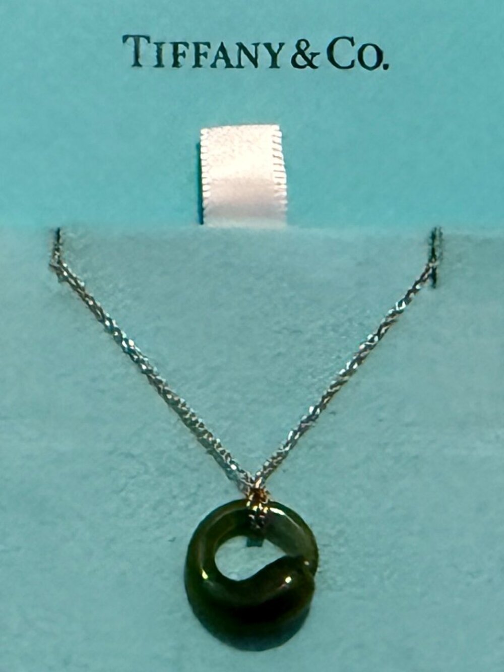 TIFFANY & CO. x Elsa Peretti Nephrite Jade Eternal Pendant 18k Necklace